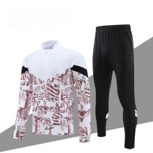 (White, L) Men's and Boys' Breathable Athletic Set – Long Sleeve Quick-Dry Shirt and Jogger Pants for Football & Fitness