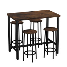 (Rustic Brown, 5) CANCUN Bar Table & Stools Set Kitchen Dining Furniture