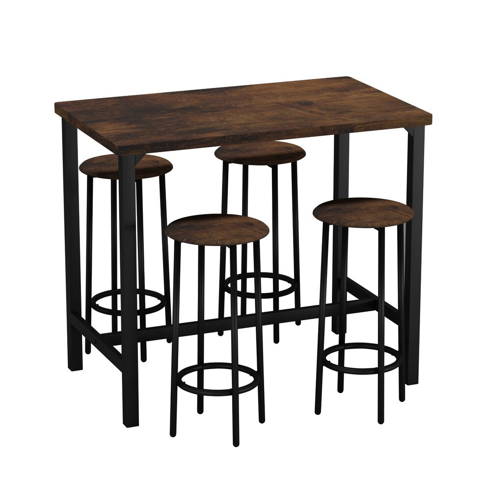 (Rustic Brown, 5) CANCUN Bar Table & Stools Set Kitchen Dining Furniture-image-OPC-PHRYWQY-NEW