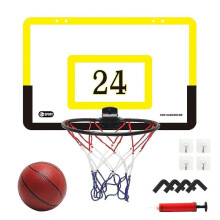 Tablero de baloncesto transparente para colgar en la puerta, sin perforaciones, con 1 red y 4 ganchos.