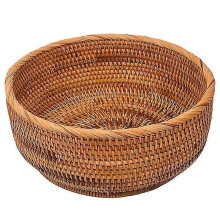 Cesta de frutas redonda de ratán natural, bandeja de mimbre para servir pan, cuencos tejidos para almacenar