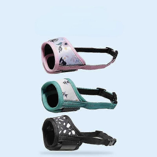 Dog Muzzle,soft Nylon Print Muzzle Breathable Adjustable Loop Pattern Pets Muzzles For Small Medium 2