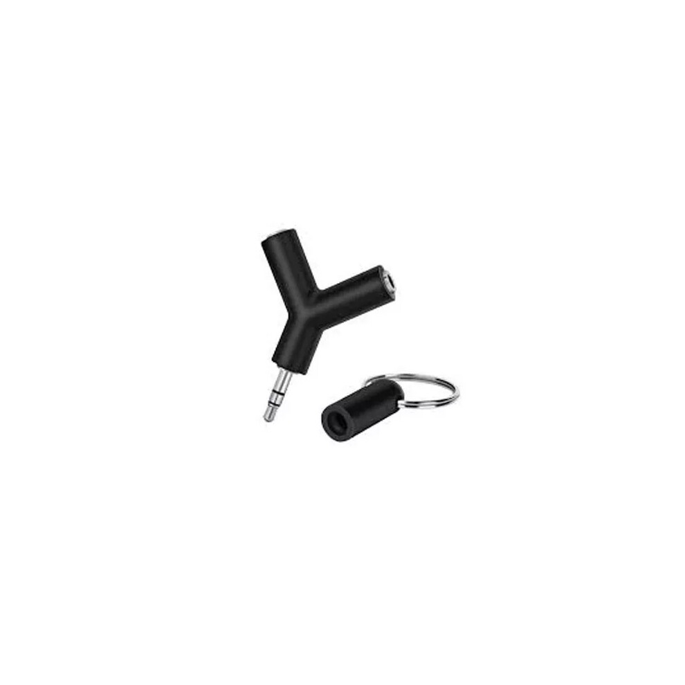 2 Way 3.5mm Male to Female Earphone Headphone Splitter Connector Key chain Black