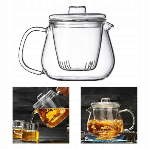 Théière en verre transparent avec