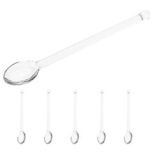 Ensemble de 6 cuillères en verre transparent pour mélanger le thé, le café, les cocktails et les desserts,