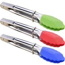 Mini-serveertang met siliconenpunt, set van 3 (groen, rood, blauw)