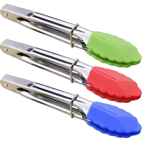 Mini-Servierzange mit Silikonspitze, 3er-Set (Grün, Rot, Blau)