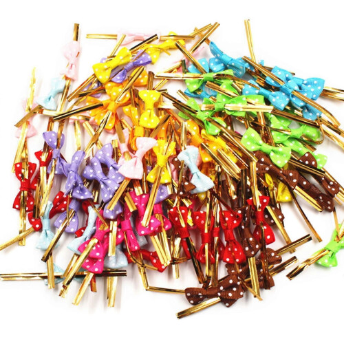 Weststone - 100 bâtonnets de sucettes de 15,2 cm 100 sacs en polyéthylène 100 attaches torsadées dorées brillantes pour cake pops