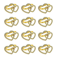 12pcs Valentine's Day Napkin Rings Double Heart Shaped Napkin Ring Holder for Valentine Wedding Banquet