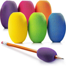 (6-pack) Ei-pen-potloodgrepen voor kinderen en volwassenen Kleurrijke, gewatteerde houders voor handschrift,