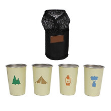 Lot de 4 gobelets à bière et à vin empilables de 350 ml en acier inoxydable pour le camping