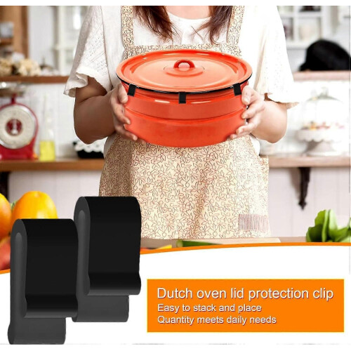Dutch Oven Lid Protector Clips, Antiscald, Stacking Protector, 2.3x1.5x1cm Black 1
