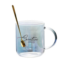 Tasse colorée avec cuillère, style européen, tasse à café réutilisable, poignée conçue pour offrir en