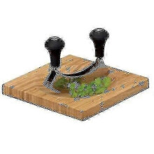 Bamboe kruidenhakkerset met mezzaluna en snijplank - Compact keukengereedschap 20x20x1,5 cm