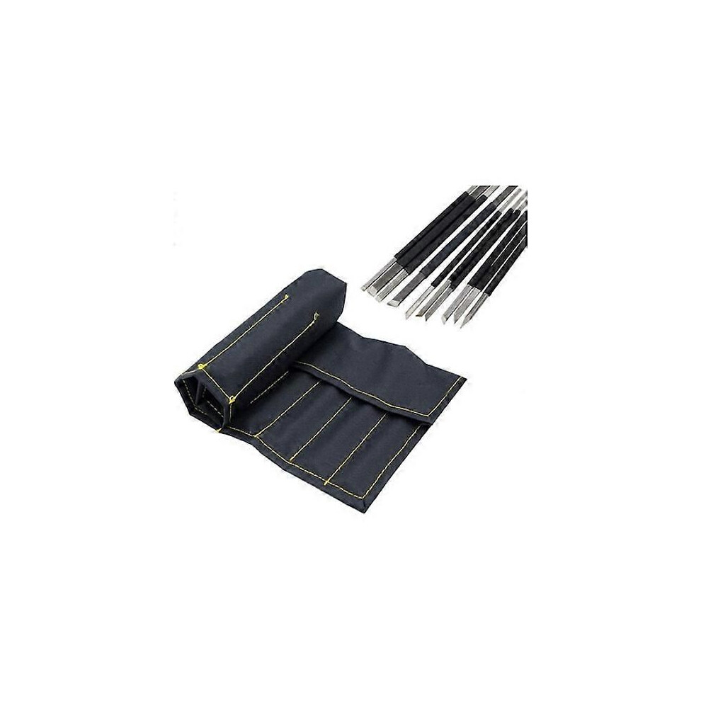 Ensemble de 10 outils de sculpture sur pierre, acier, argent/noir