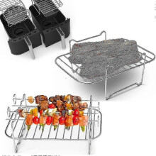 2 stuks Airfryer-rekken voor Ninja Double Basket Airfryers 304 roestvrijstalen grillrekken Airfryer-accessoires
