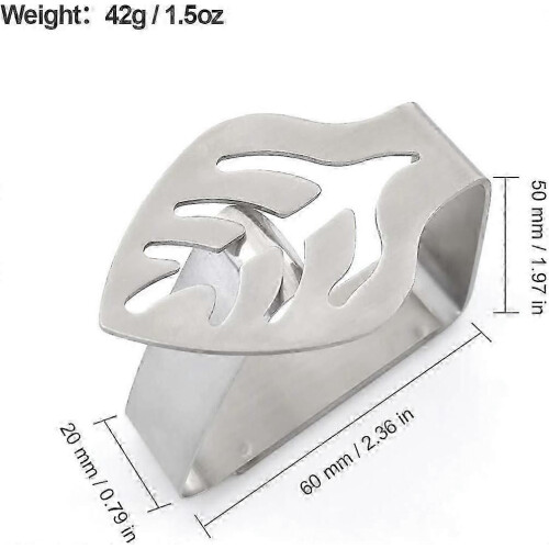 Decorative Tablecloth Clips - Thick Stainless Steel 8 Pack Silver Leaf Design 2