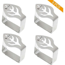 Decorative Tablecloth Clips - Thick Stainless Steel 8 Pack Silver Leaf Design