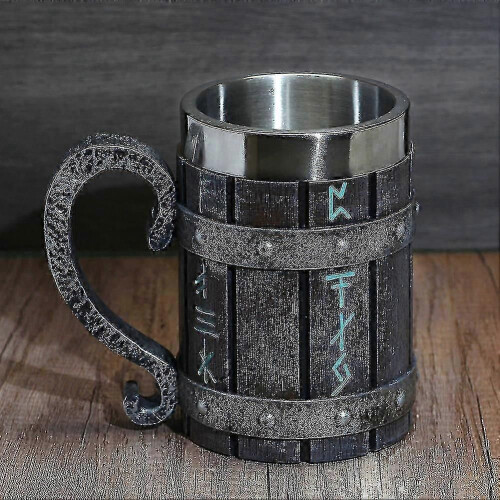 Boccale da birra Viking Rune Blackjack da uomo
