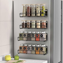 4er-Pack magnetischer Gewürzregal-Organizer für Kühlschrank und Mikrowelle, Metall-Kühlschrankregal