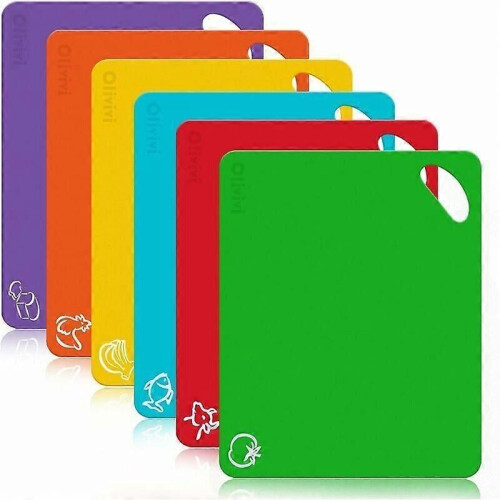 Color Coded Cutting Board Set Bpa Free Antibacterial Plastic Kitchen Boards Dishwasher Safe Breakfast