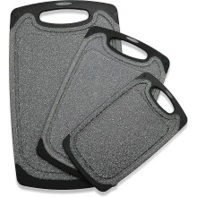 Keuken snijplank set van 3, antislip rubber met sapgleuf en handvat, vaatwasserbestendig