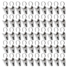50 Pcs Stainless Steel Curtain Clips with Hooks for Hanging Photos, Home Decor, Outdoor & Party Wire