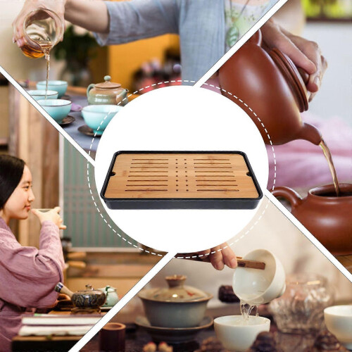 Bamboo Tea Tray Kitchen Dish Drain Tray Rectangular Tea Set Drain Tray Tea Serving Tray 2