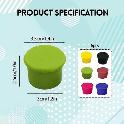 6 Pack Silicone Bottle Caps Reusable Leakproof Seal Keep Fresh Wine 1