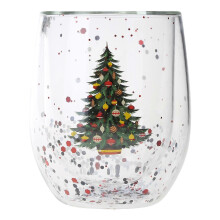 Double-layer Cup Cartoon Pattern Glasses Heat-Resistant Glass For Tea Coffee Latte Christmas Gifts Bar
