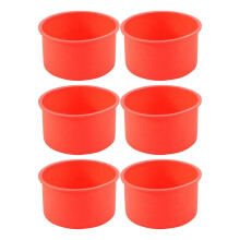 Mini tortiere rotonde in silicone da 10 cm, antiaderenti, riutilizzabili, colore rosso, set da 6 pezzi.