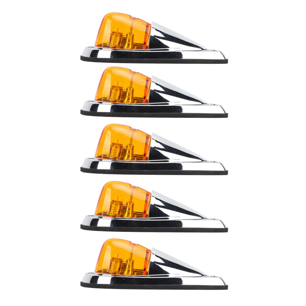5Pcs Cab Marker Weatherproof Teardrop Cab Top Running Universal For Trucks Vans Rv 24V Light/Amber 4641317043180