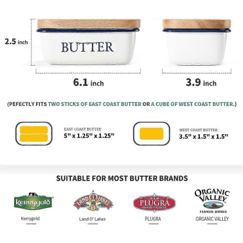 New Multifunctional enamel butter dish with white lid 1