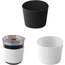 2pcs Heat Resistant Non-Slip Silicone Coffee Cup Covers for Drinks (Black and White) Reusable Cup Co