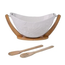 Bowls Deep Bowl For Salad Hanging Ceramics And Bamboo Salad Bowl With Stand Decorative Cradle Fruit