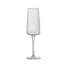 8.5 oz Prosecco Glasses - Set of 4 Ribbed Flutes (Dishwasher Safe)