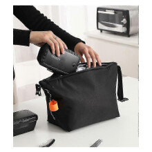 New insulated lunch box bag, portable large capacity insulated lunch bag, black, 25*22*16cm