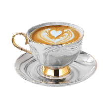 Kahvimukit lautasilla Nordic Minimalist Espresso-ruokapöydälle 250ml 1setti