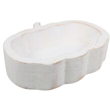 Pumpkin Shaped Wood Bowl Food Storage Dessert Holder Natural Texture For Households 1Pcs