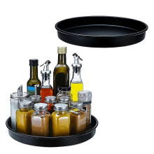2PCS Black Lazy Organizer 10Inch,Rotating Turntable for Kitchen, Cabinet, Vanity, Bathroom, Pantry Storage