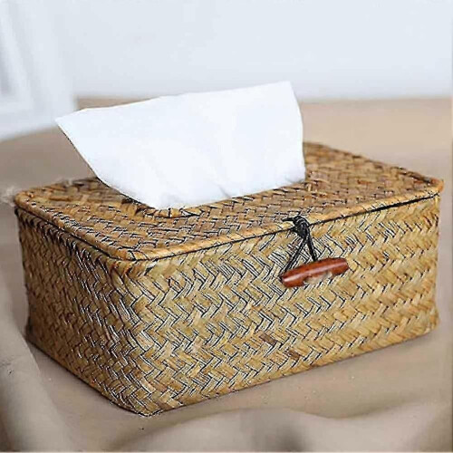 Handarbeit Stroh gewebt Tissue Box Serviettenhalter Organizer Home Decor 1
