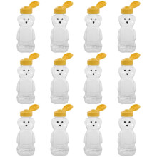 12 bottiglie di plastica da 240 ml per condimenti a forma di orso, dispenser di miele, salsa, senape,