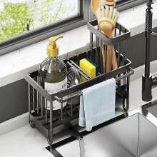 Sponge Holder for Kitchen Sink - Multifunctional Kitchen Sink Organizer with Brush Holder & Drain Tray,