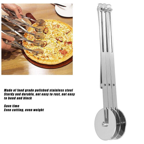 Stainless Steel Multi 3 Wheels Dough Roller Divider for Pastry Pizza Cutter Baking Tools,Sliver 2