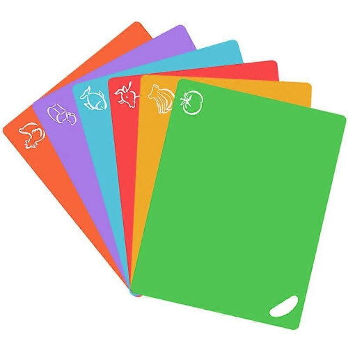 Ensemble de planches à découper à code couleur, en plastique antibactérien sans BPA, lavables au lave-vaisselle, 2