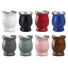 Stainless Steel Tea Cup Tea Cup Set for Insulated Straw Cup Insulated Simple Cup Wood Grain bs