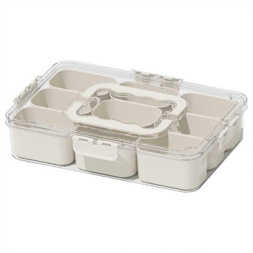 Spice Storage Box with Handle - 6 Compartment Airtight Food Containers with Lids, Kitchen Organizer