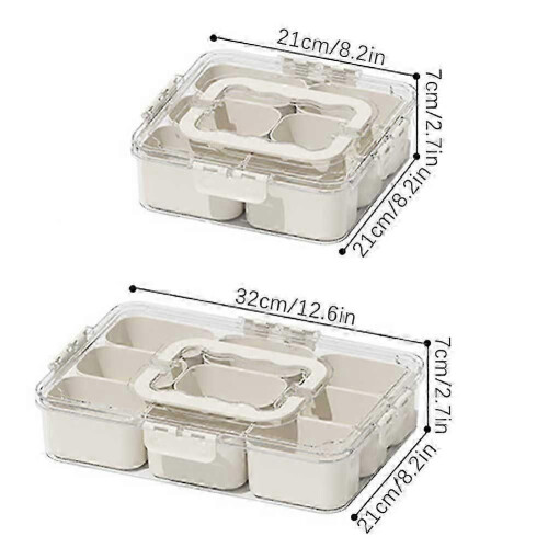 Spice Storage Box with Handle - 6 Compartment Airtight Food Containers with Lids, Kitchen Organizer 2