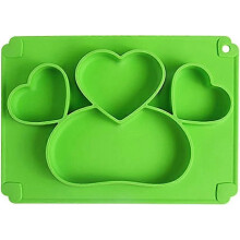 Dog & Cat Feeding Silicone Divided Plates, Non Slip Suction Raised Edge Design for Pets, 100% Food