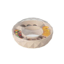 Tazón reutilizable para refrigerios con asa para taza de 40 oz, con 4 compartimentos, color crema